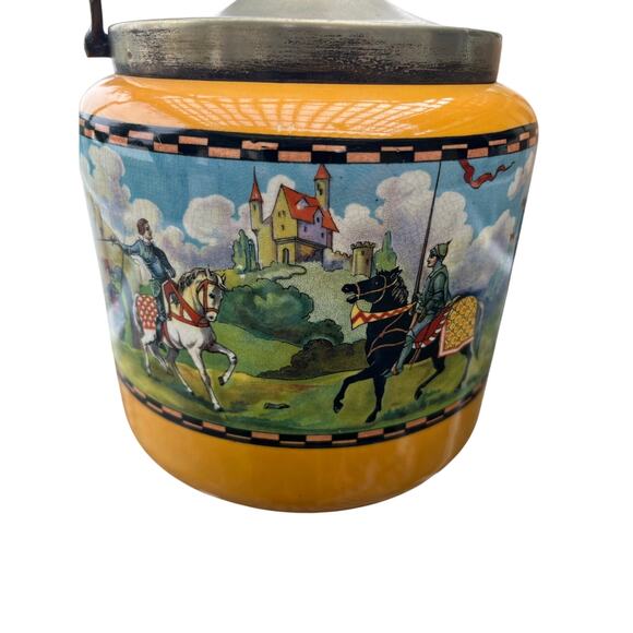 Antique large biscuit jar English scenery - Picture 4 of 7